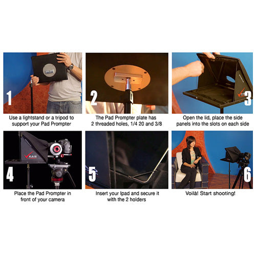 OneTakeOnly Pad Prompter (autocue) voor op een lampstatief