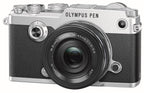 Olympus PEN-F zilver + 14-42mm Pancake EZ zwart