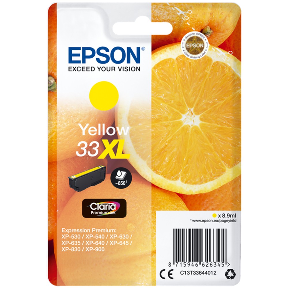 Epson 33XL Cartridge Oranges Claria gelb