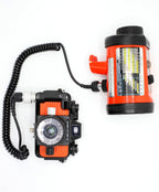 Nikon Nikonos V + Nikkor 35mm F/2.5 oranje onderwater camera + SB-103 flitser SN:3109184 geen garoccasion