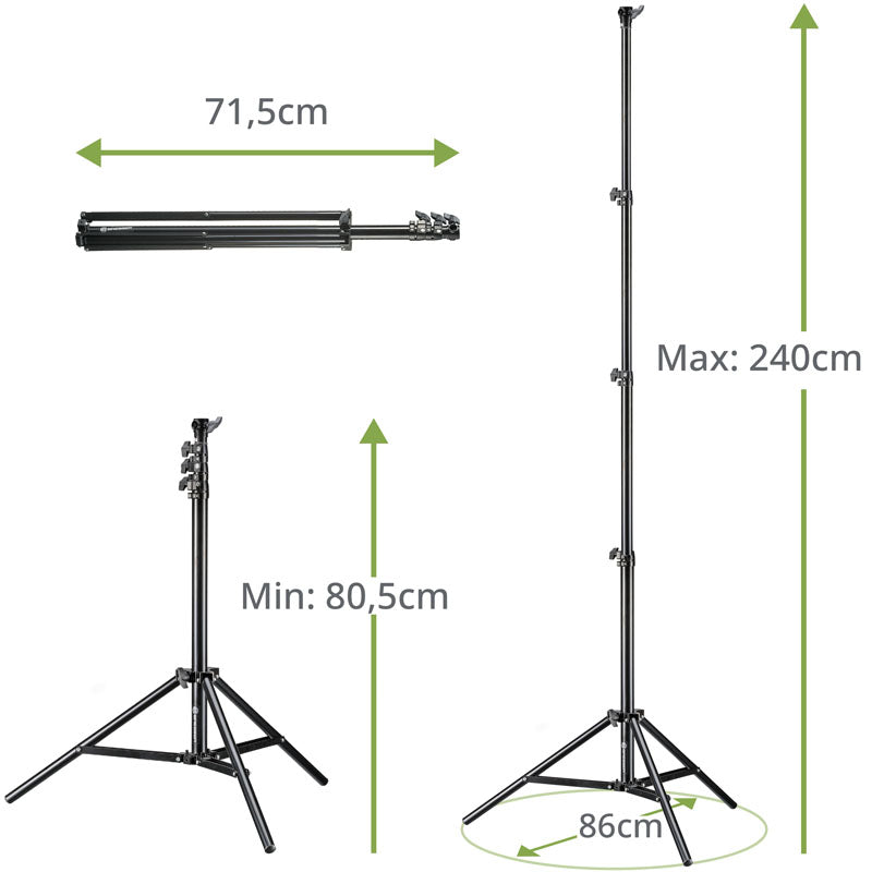 Bresser 2x BR-TP240 Pro Lampenständer 240cm + Tasche