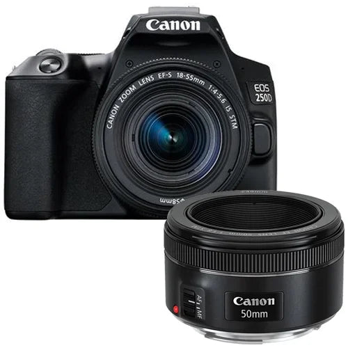 Canon EOS 250D black + 18-55mm iS STM COMPACT + EF 50mm F/1.8 STM