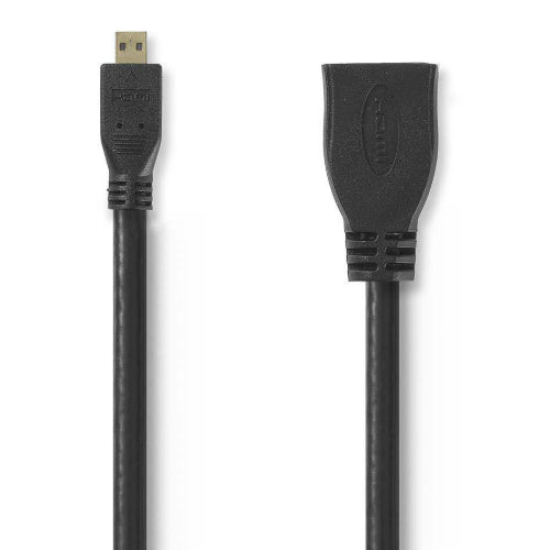 Nedis High Speed HDMI-Verlängerungskabel mit Ethernet HDMI Micro-Stecker - HDMI-Buchse 0,2 m Schwarz