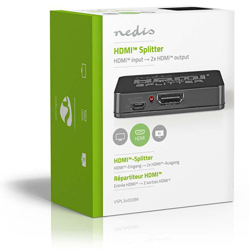 Nedis 2 Anschlüsse HDMI Splitter Schwarz