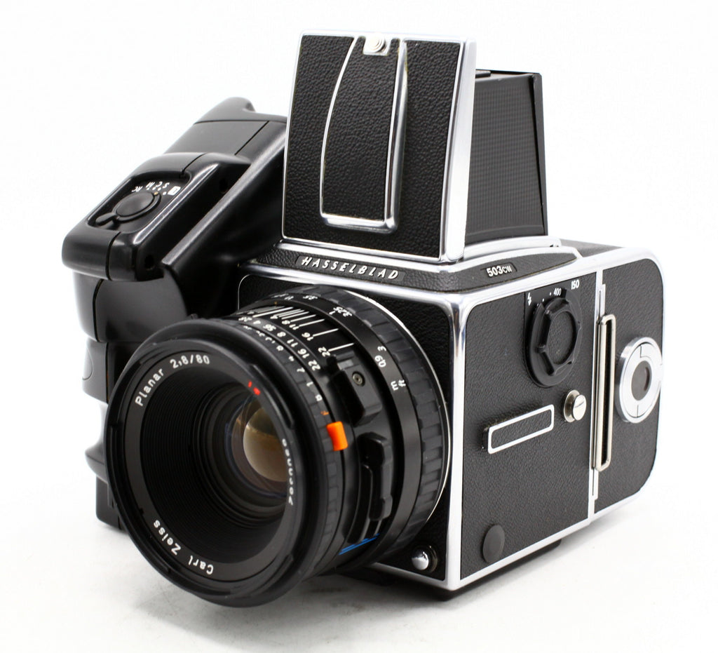 Occ- Hasselblad 503CW body + CFE 80mm F/2.8 Carl Zeiss Planar + A12 filmmagazijn 120 6x6 + Waist Level Finder en CW Winder SN:19SV31582, 8900382, RT332779 12 mnd gar