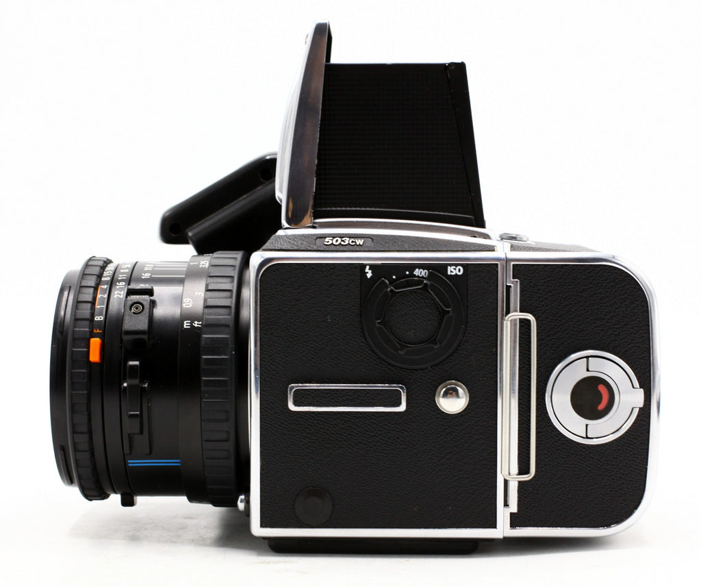 Occ- Hasselblad 503CW body + CFE 80mm F/2.8 Carl Zeiss Planar + A12 filmmagazijn 120 6x6 + Waist Level Finder en CW Winder SN:19SV31582, 8900382, RT332779 12 mnd gar