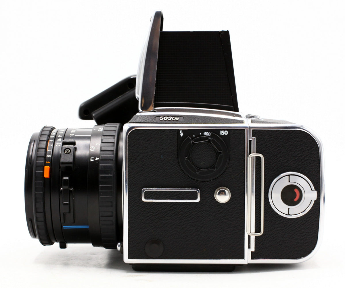 Occ- Hasselblad 503CW body + CFE 80mm F/2.8 Carl Zeiss Planar + A12 filmmagazijn 120 6x6 + Waist Level Finder en CW Winder SN:19SV31582, 8900382, RT332779 12 mnd gar