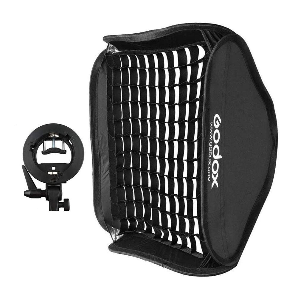 Godox S2 type Bracket Bowens + Softbox 60x60cm + Grid
