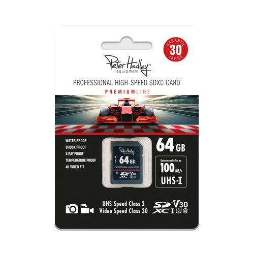 Peter Hadley Prof. Hochgeschwindigkeits-64GB UHS-I SDXC Cl10, U3, V30 (100/95 MB/s)
