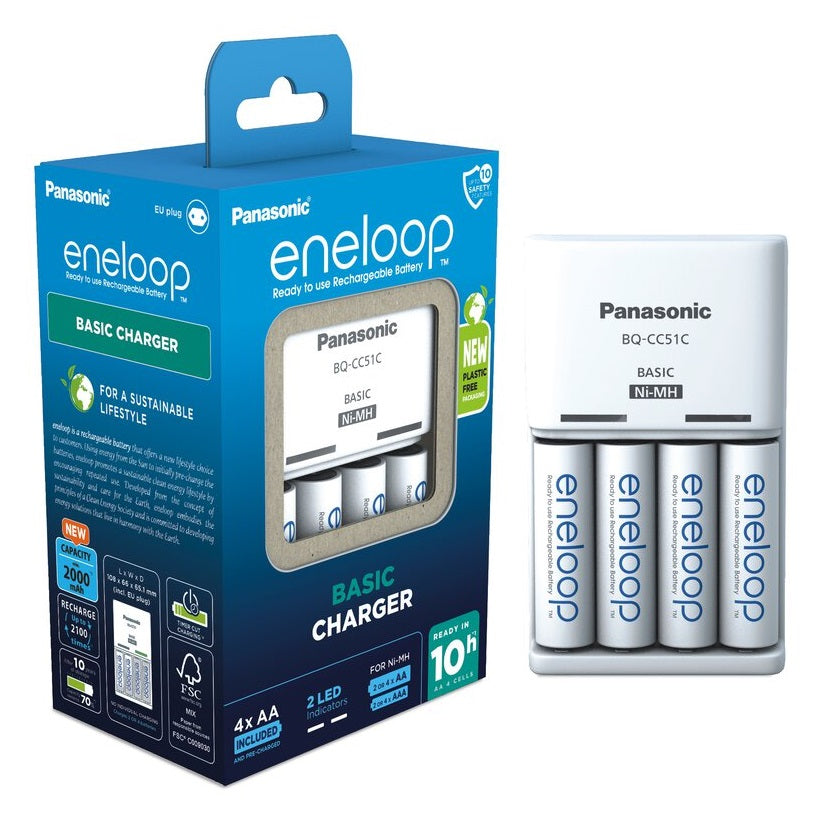 Panasonic Eneloop Ladegerät CC51 + 4x AA 2000mAh