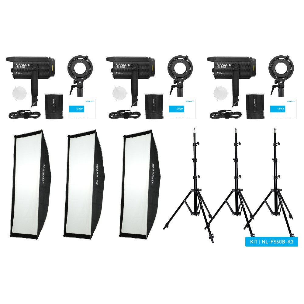 Nanlite FS 60B LED Dreifach-Kit (mit Lichtstativ und Softbox)