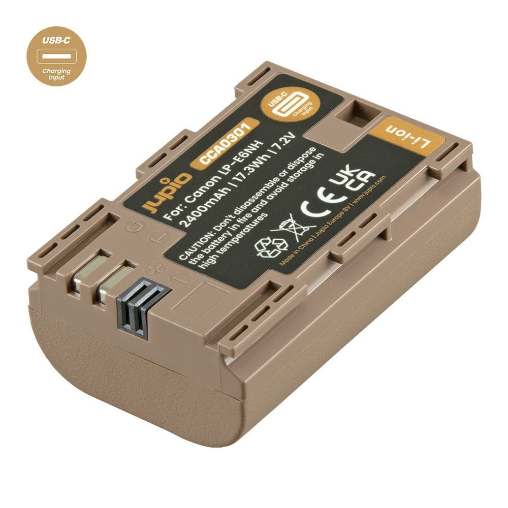 Jupio Canon LP-E6NH Ultra C 2400mAh Akku mit USB-C Eingang