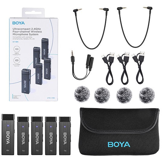 Boya Drahtloses Mikrofon 1 RX-4TX TRRS-TRS