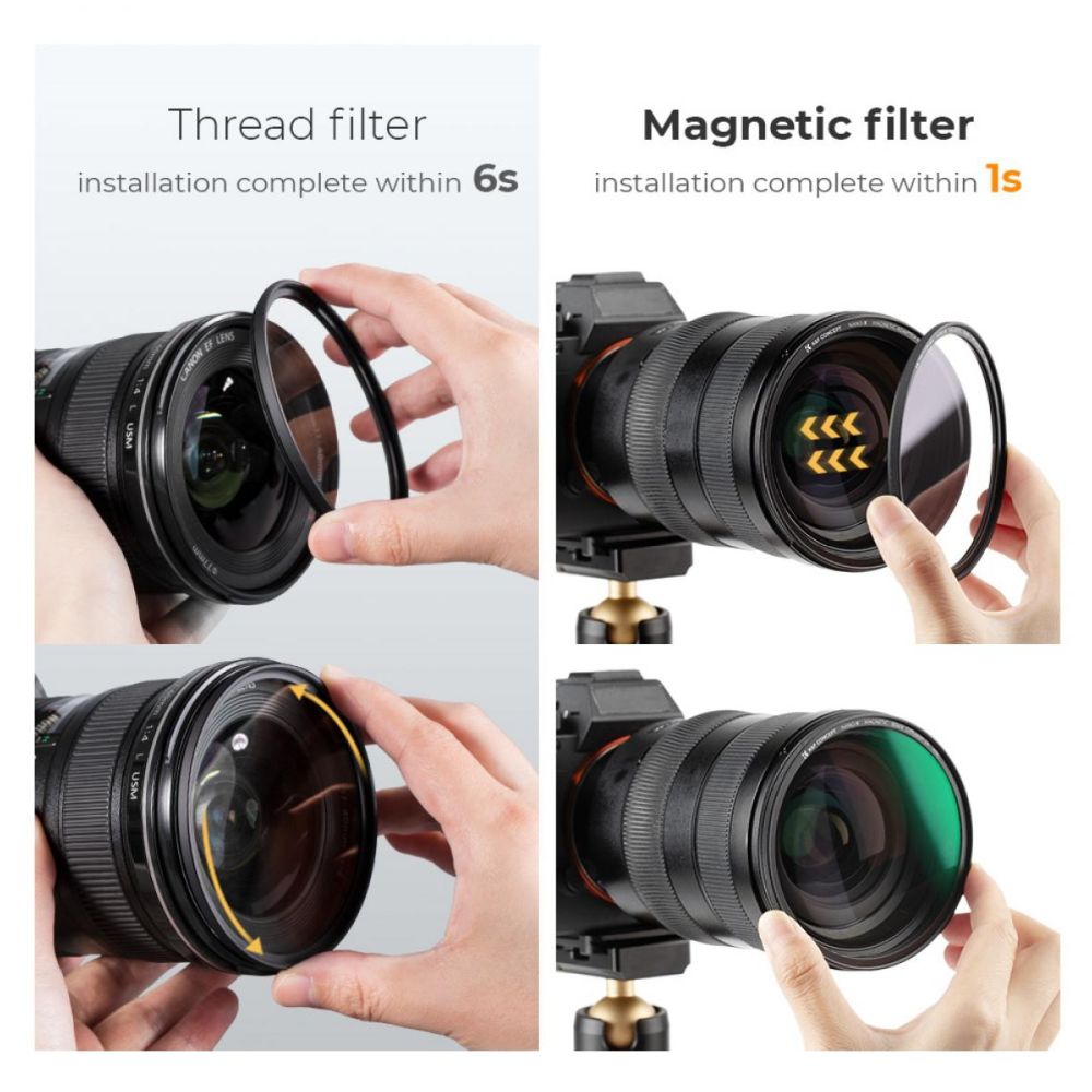 K&F Concept Magnetic 1/4 Black Mist Nano-X Filter incl Adapter Ring and Lens Cap 77mm