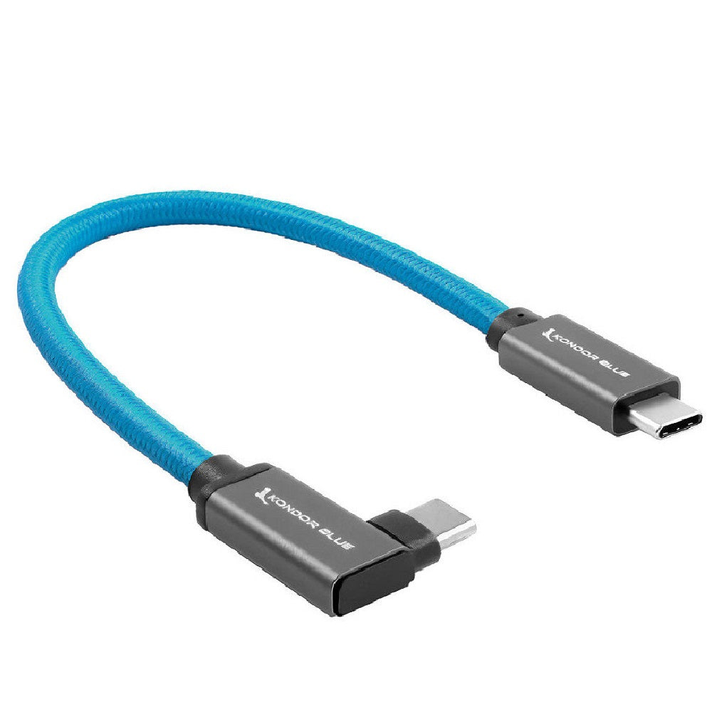 Kondor Blue USB C to USB C High Speed Cable for SSD Recording - Right Angle (12")