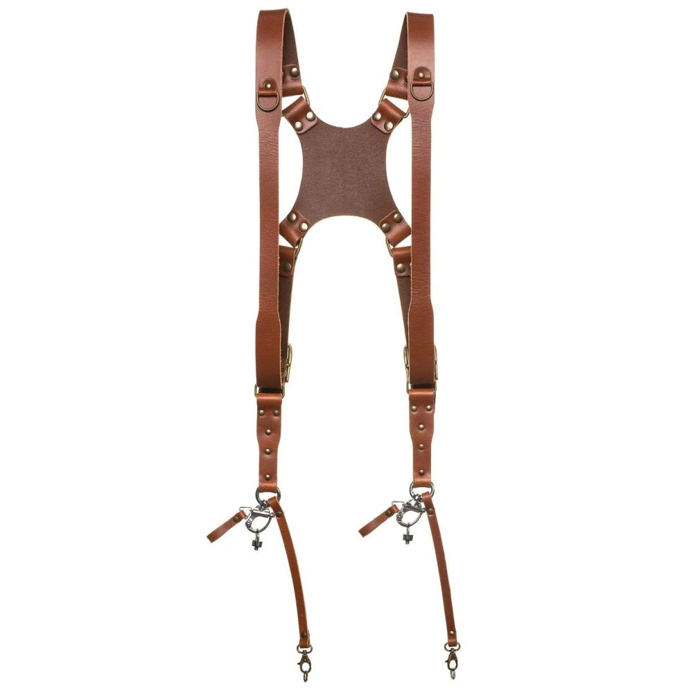 The Hantler Dual camera harness Cognac / Brass, Large