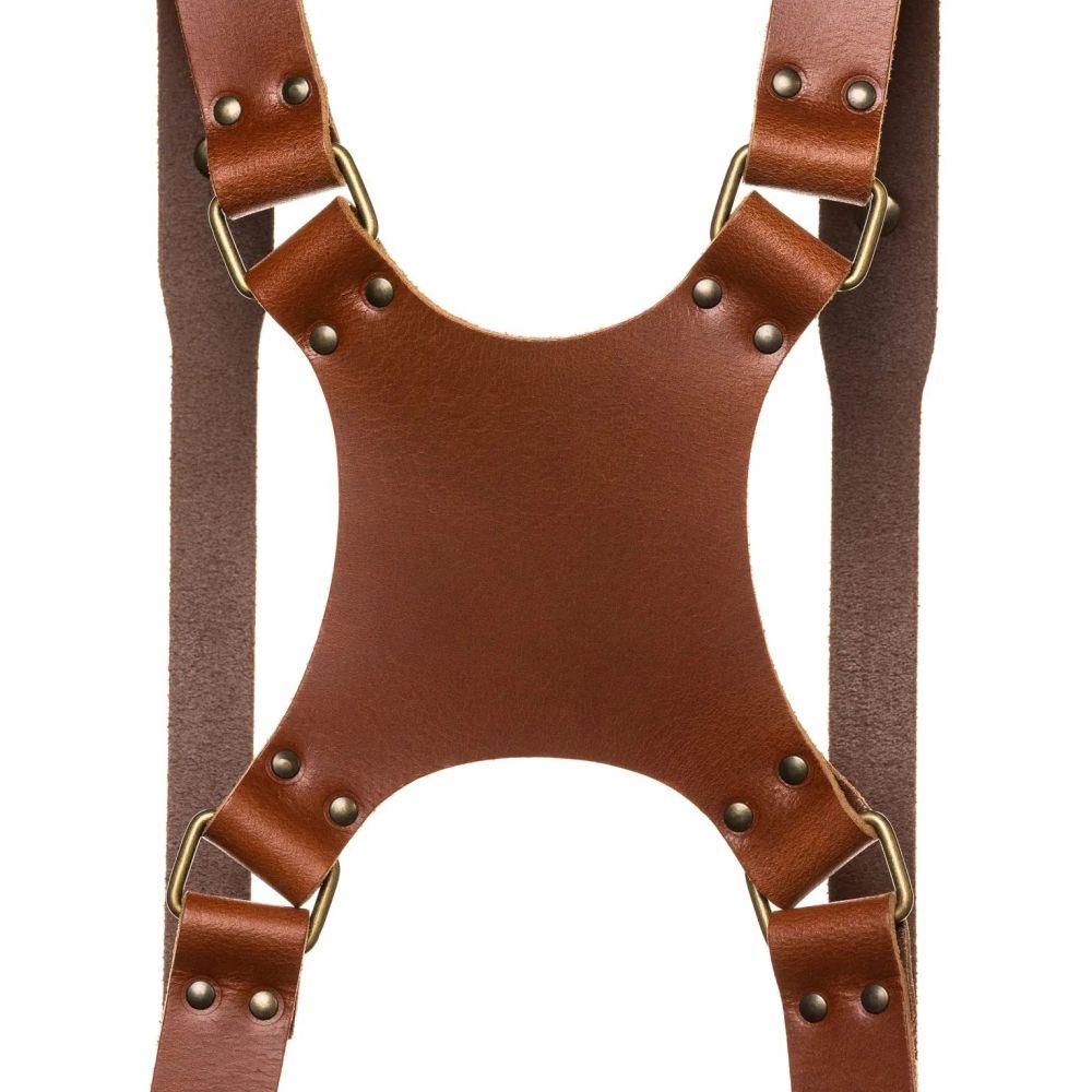 The Hantler Dual camera harness Cognac / Brass, Large