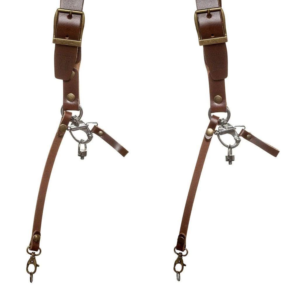 The Hantler Dual camera harness Brandy / Brass, Large