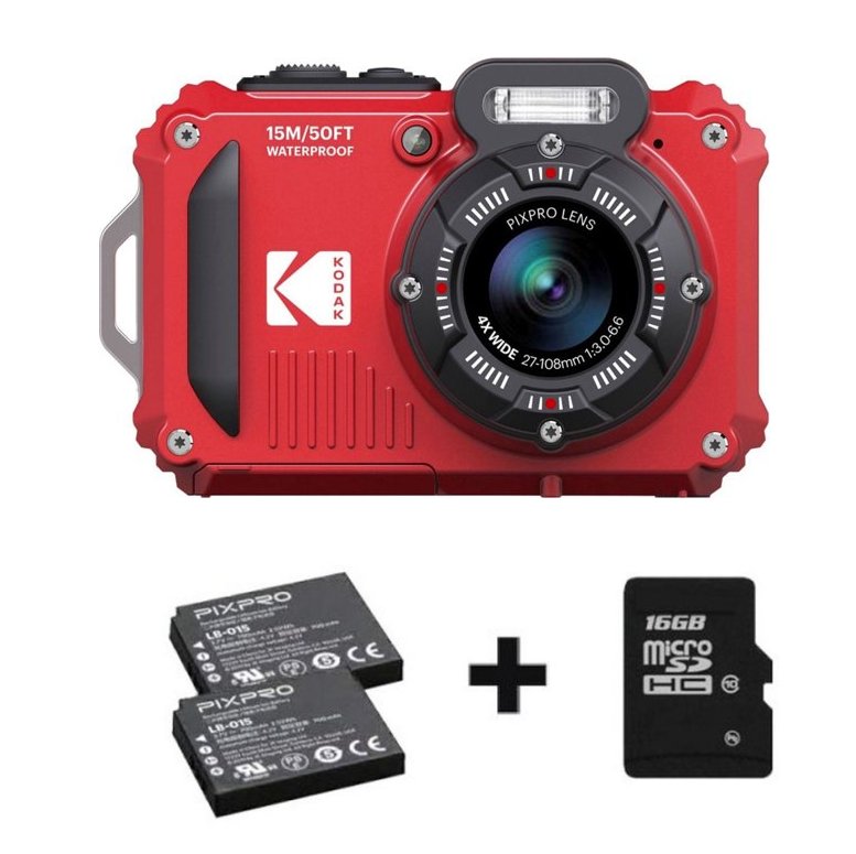 Kodak Waterproof PixPro WPZ-2 rot 4x Zoom, WiFi + Zusatzakku + 16GB Speicherkarte