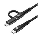 Celly Duo cable 100W C to C + Lightning 1m, black