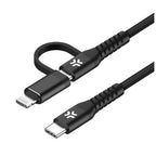 Celly Duo cable 100W C to C + Lightning 1m, black