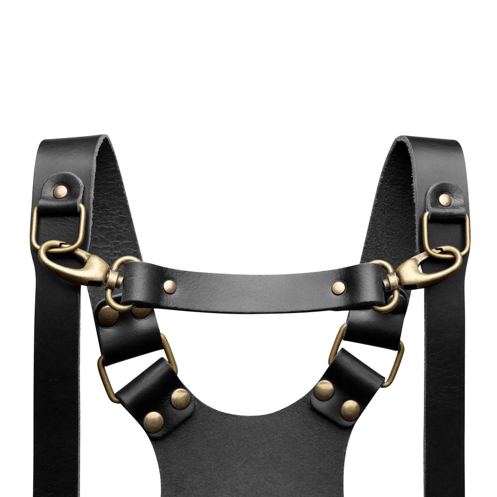 Der Hantler Brustgurt Schwarz / Messing, groß 33cm
