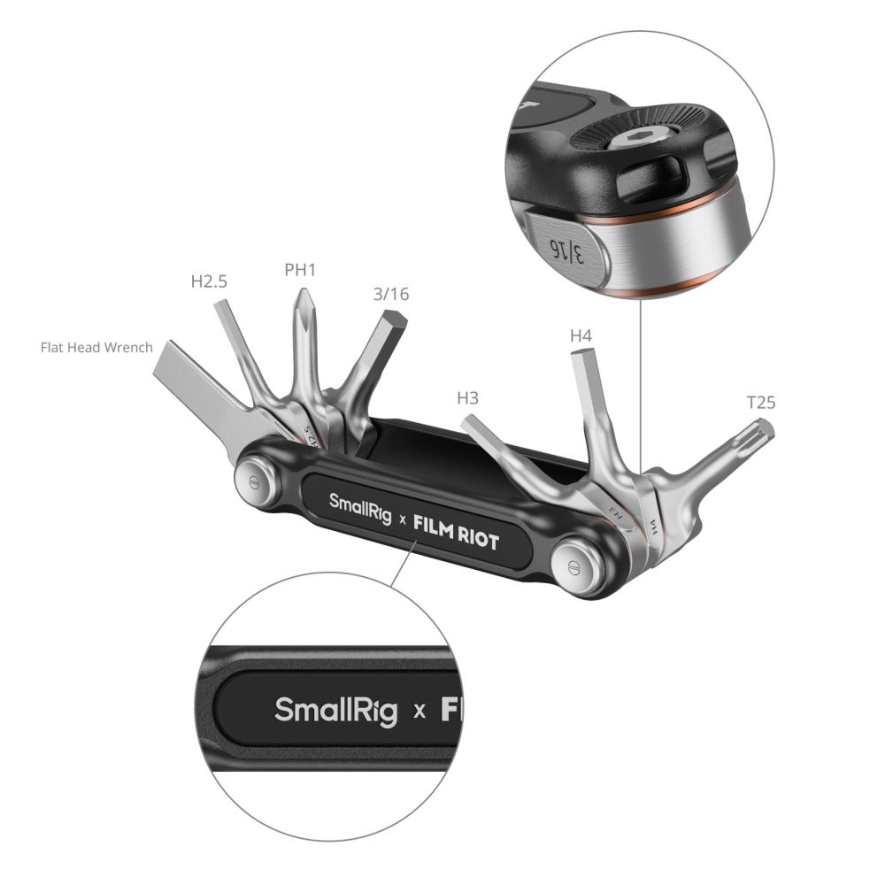 SmallRig x FILM RIOT 7-in-1-Klappschlüssel-Set mit Mehrfachwinkel-Positionierung (grün) 4812