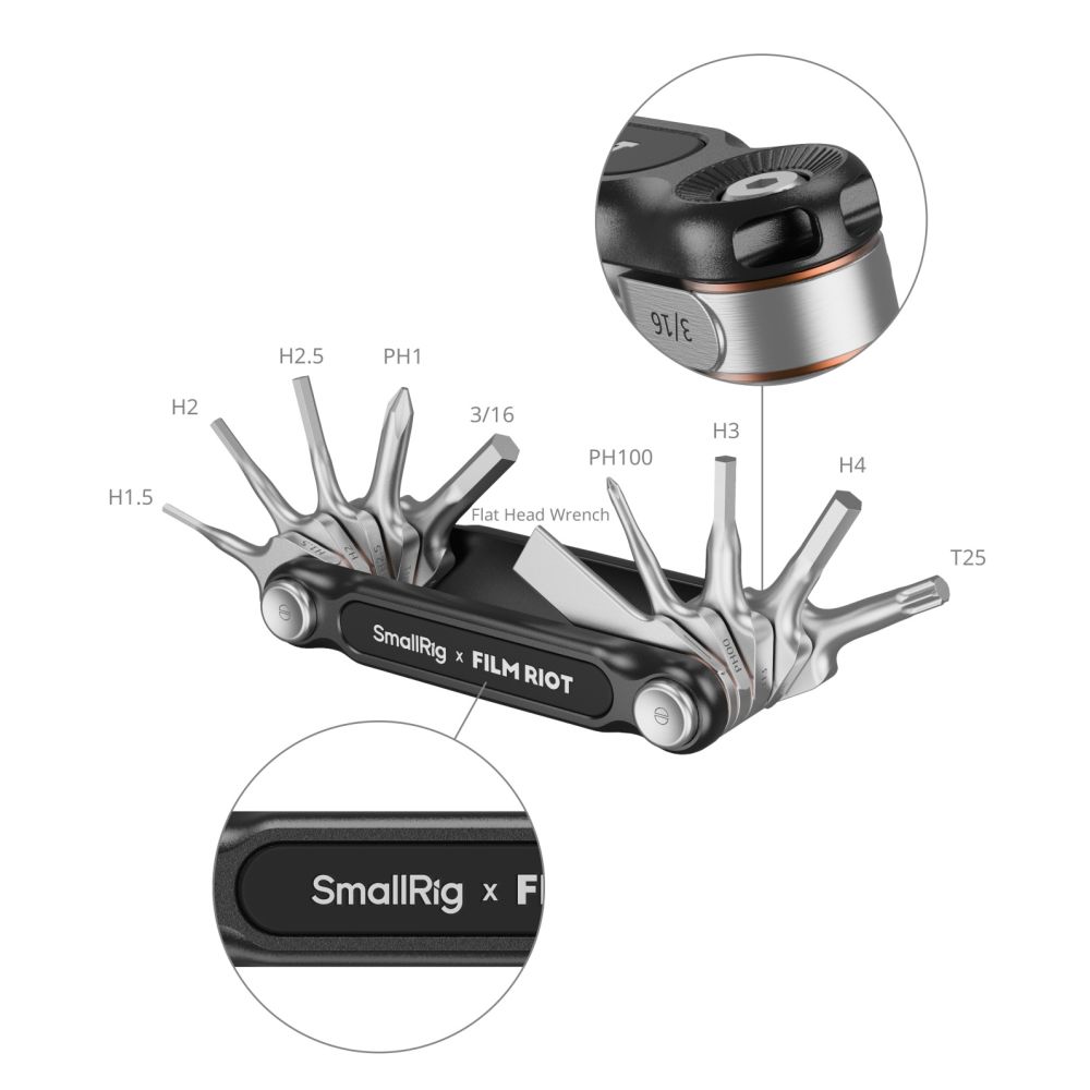 SmallRig x FILM RIOT 10-in-1-Klappschlüssel-Set mit Mehrfachwinkel-Positionierung (rot) 4813