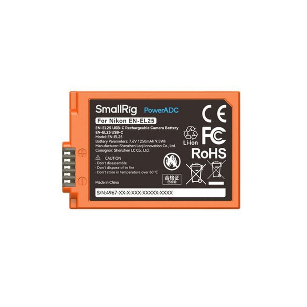 SmallRig 4967 EN-EL25 USB-C Rechargeable Camera Battery orange