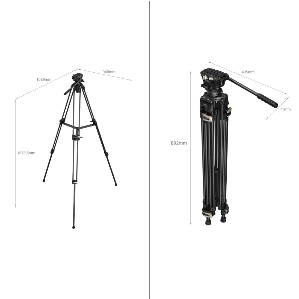 SmallRig 3751B Heavy-Duty Fluid Head Stativ AD-01