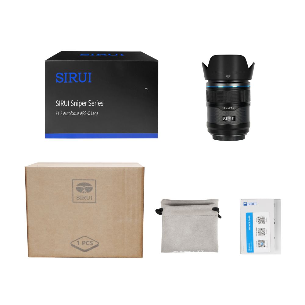 Sirui Sniper 16mm F1.2 APS-C/S35 Auto-Focus Objektiv (E Mount, Black, Carbon Fiber)