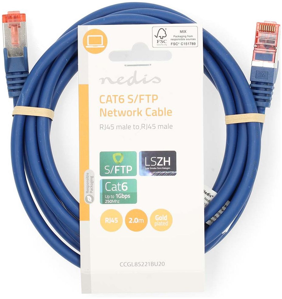 Nedis Cat6 S/FTP Netzwerkkabel RJ45 Stecker - RJ45 Stecker 2m blau