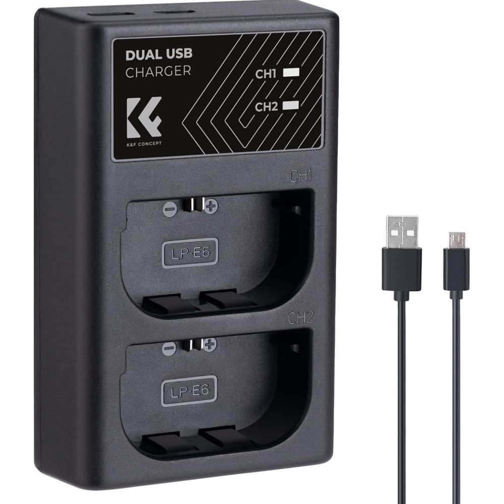 K&F Concept LP-E6NH Duales Batterieladegerät USB-C