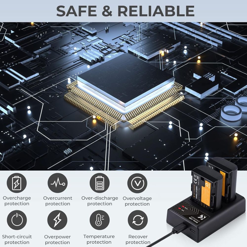 K&F Concept LP-E6NH Duales Batterieladegerät USB-C