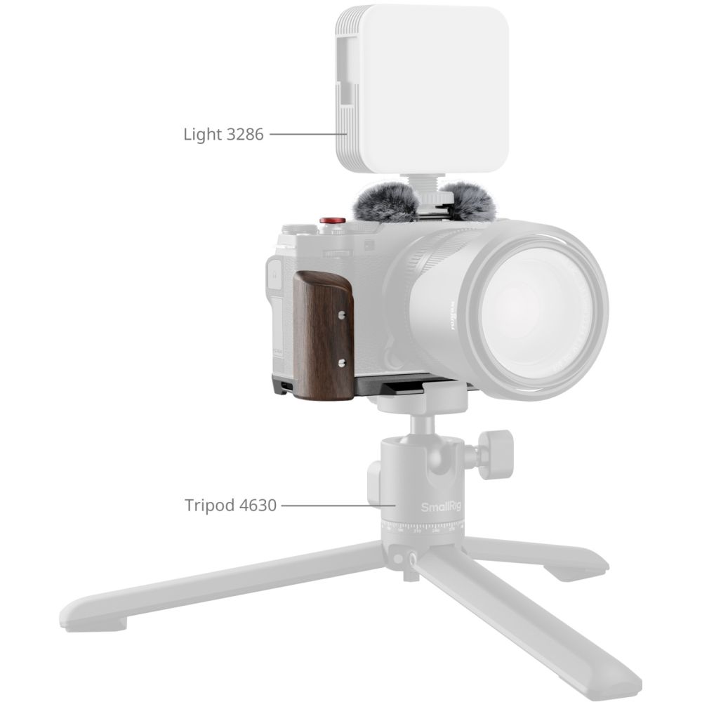 SmallRig 5260 L-förmige Montageplatte mit Holzgriff für Fujifilm X-M5, schwarz