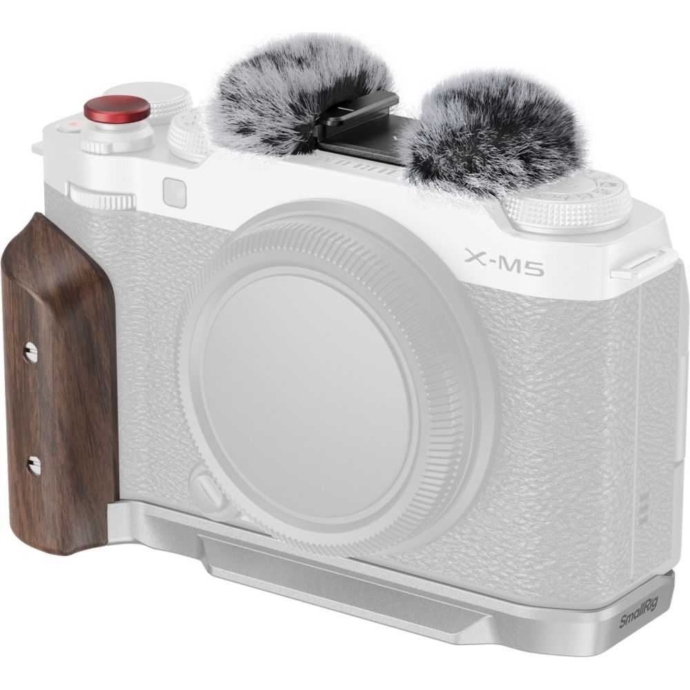 SmallRig 5261 L-förmige Montageplatte mit Holzgriff für Fujifilm X-M5, silber