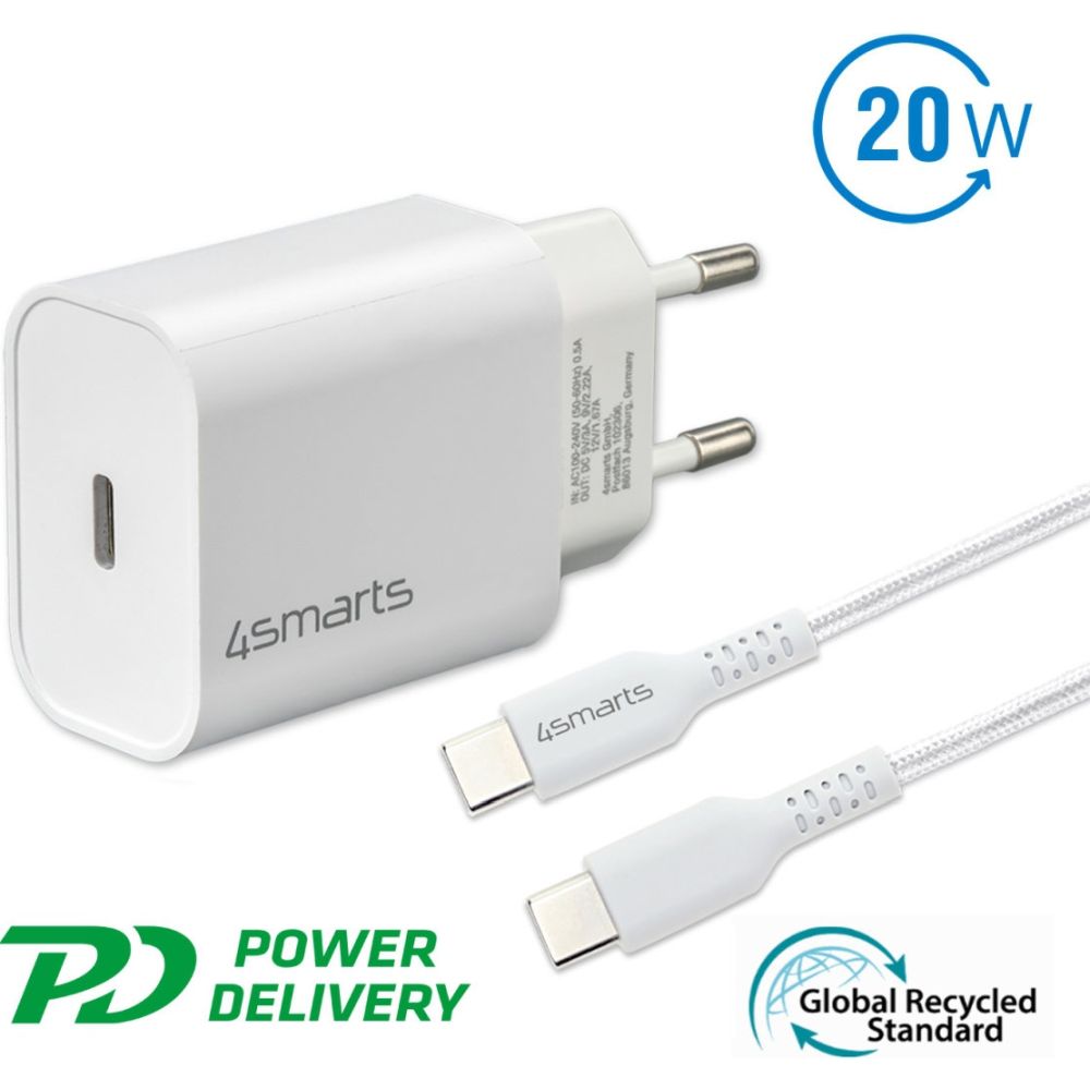 4smarts Ladegerät 20W + 1,5mtr USB-C Kabel
