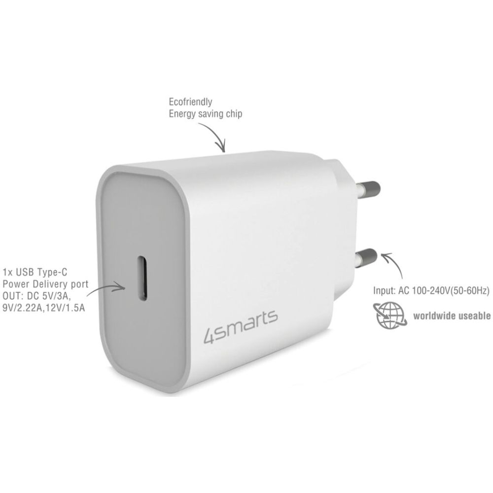 4smarts Ladegerät 20W + 1,5mtr USB-C Kabel