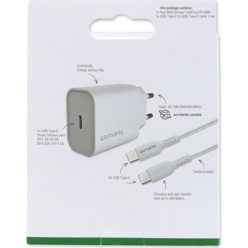 4smarts Ladegerät 20W + 1,5mtr USB-C Kabel