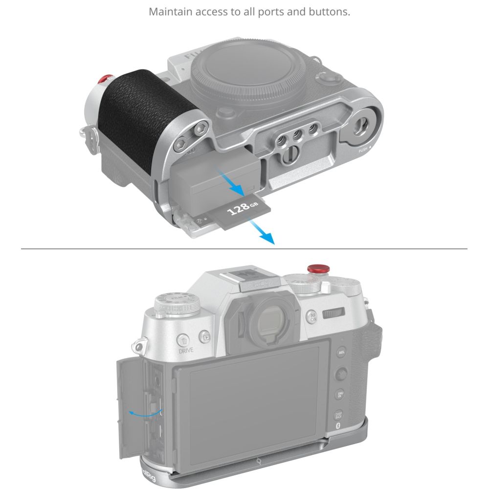 SmallRig 4713C L-förmige Montageplatte mit Silikongriff für FUJIFILM X-T50, silber
