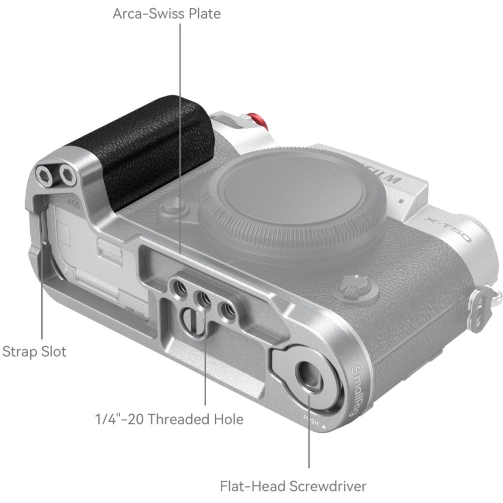 SmallRig 4713C L-förmige Montageplatte mit Silikongriff für FUJIFILM X-T50, silber