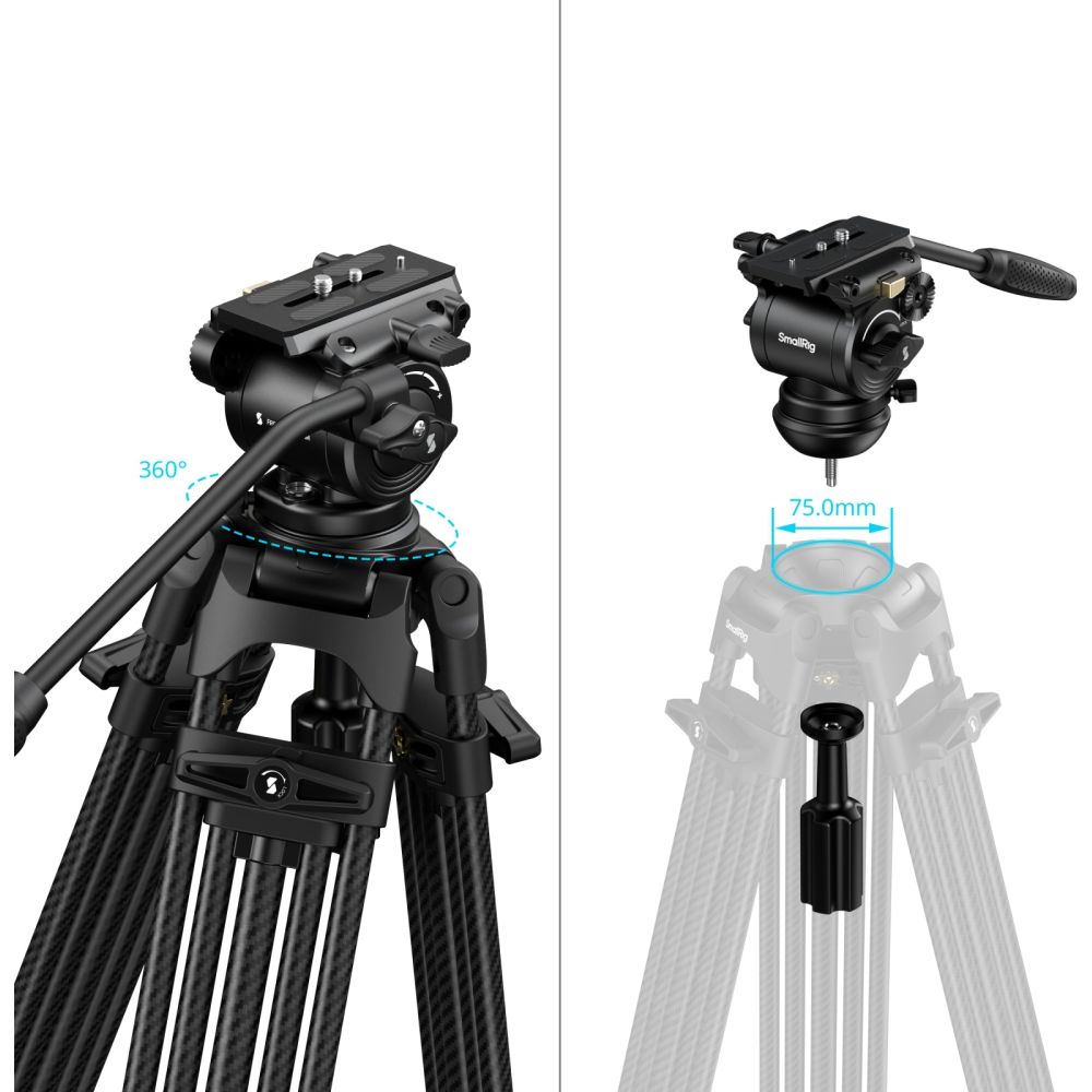 SmallRig 5443 FSD14 FreeSpeed Hochleistungs-Kohlefaserstativ