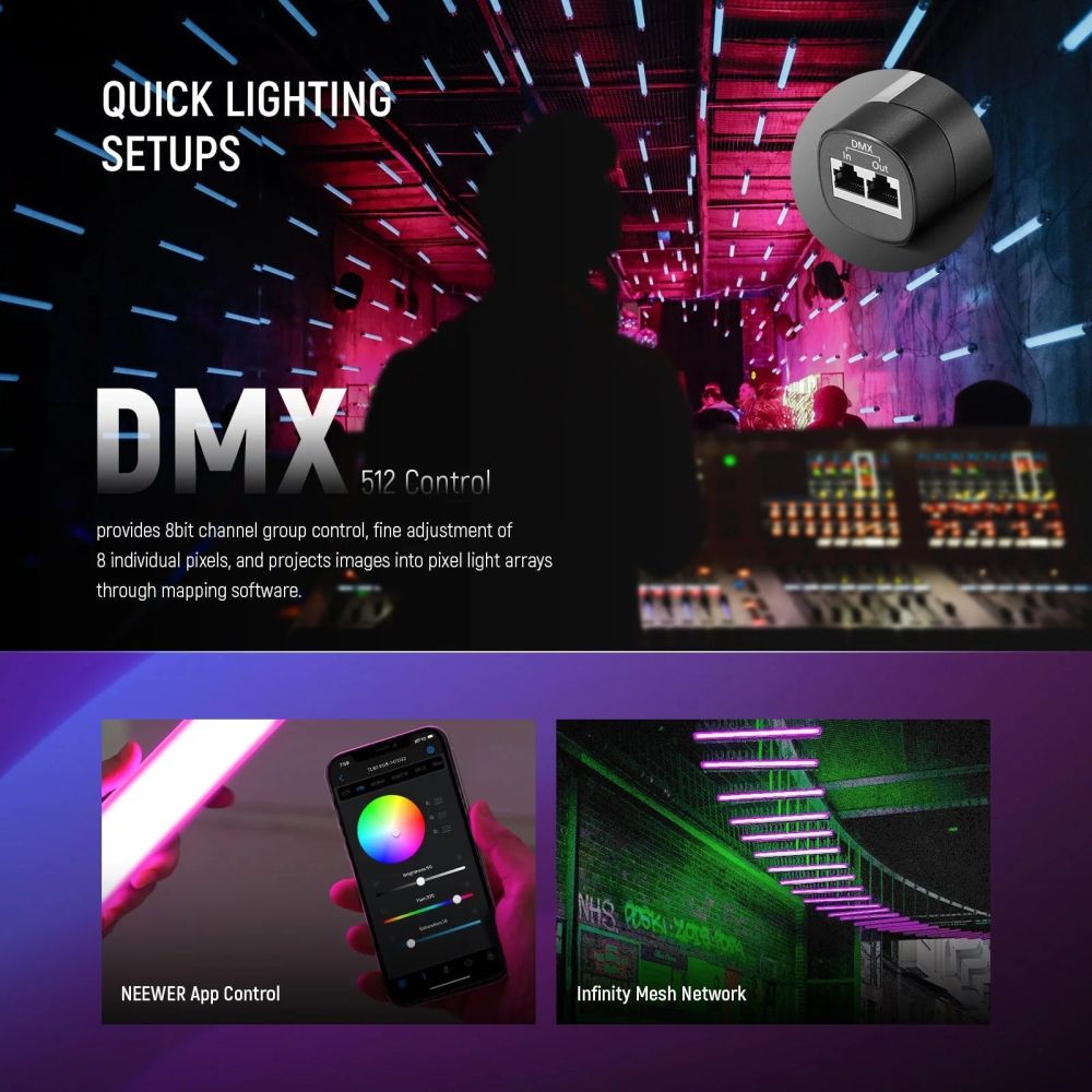 Neewer TL60C 20W RGB LED Leuchtstab