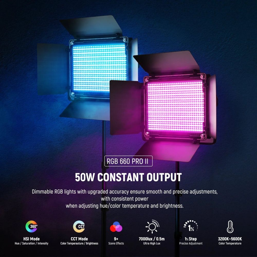 Neewer 660 PRO II 2x 50W RGB LED Lichtset inkl. Ständer und Tragetasche