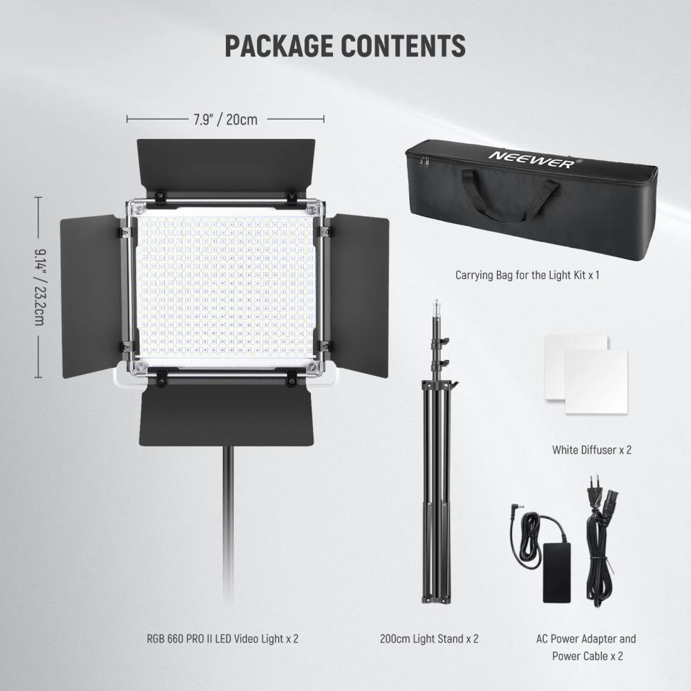 Neewer 660 PRO II 2x 50W RGB LED Lichtset inkl. Ständer und Tragetasche