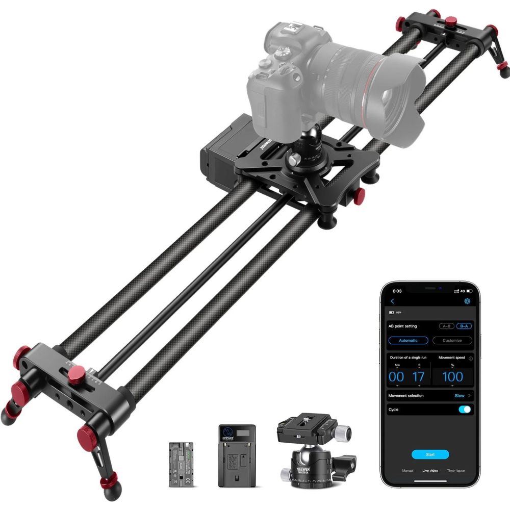 Neewer ER1-120 motorisierter kabelloser Kamera-Slider aus Kohlefaser