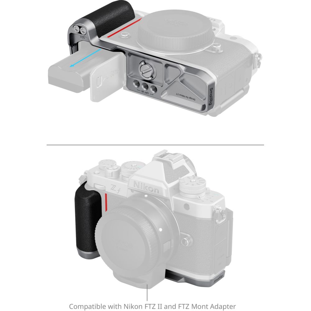 SmallRig 5706 L-förmige Montageplatte mit Silikongriff für Nikon Z f, silber