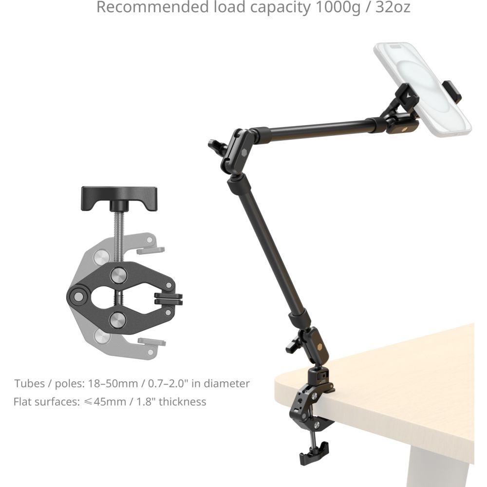 SmallRig 5625 Desktop Magic Arm mit krabbenförmigem Klemmensatz