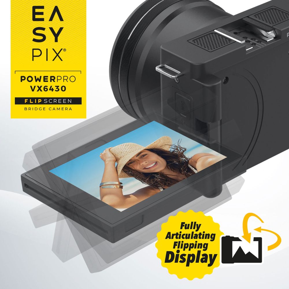 Easypix PowerPro VX6430 FlipScreen WiFi Bridge-Kamera