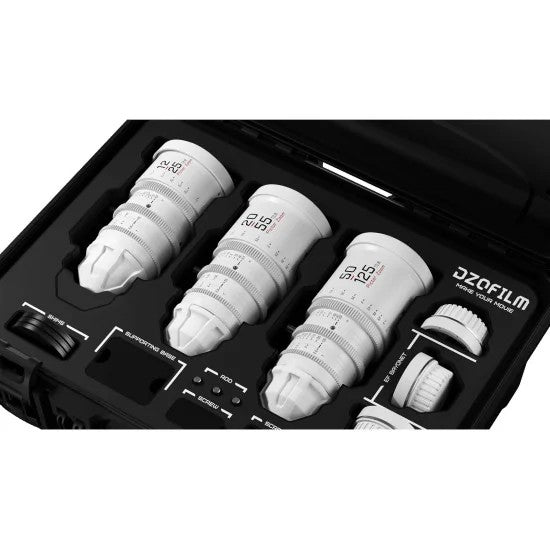 DZOFilm Pictor Zoom 3-Linsen-Kit 12-25/20-55/50-125 T2.8 – Weiß